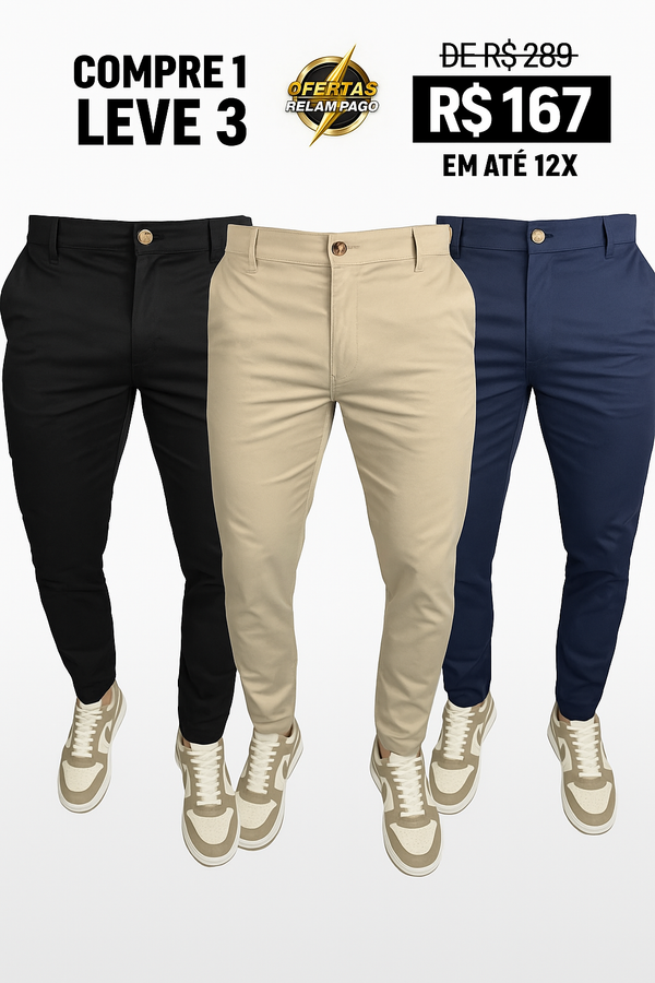 Calça Alfaiataria Mônaco Ajuste Catraca - Compre 1 Leve 3