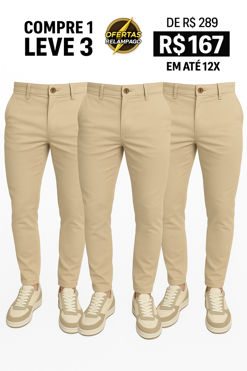 Calça Alfaiataria Mônaco Ajuste Catraca - Compre 1 Leve 3