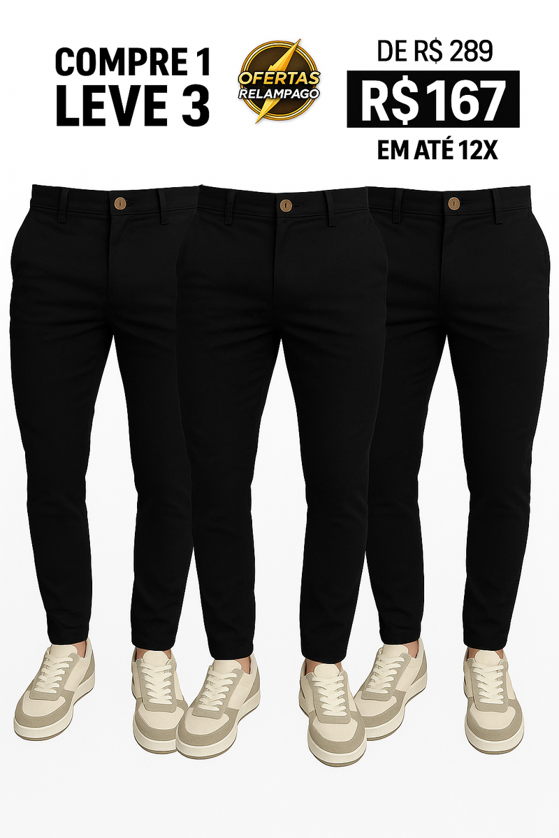 Calça Alfaiataria Mônaco Ajuste Catraca - Compre 1 Leve 3