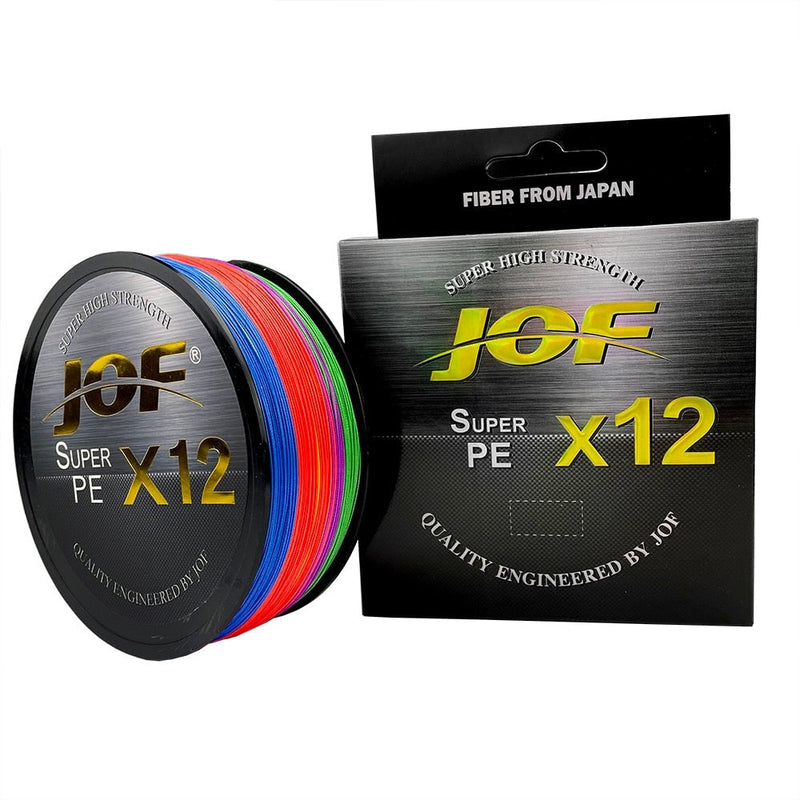 Linha de Pesca JOF Multifilamento X12 Fios Trançados 100/300/500mt