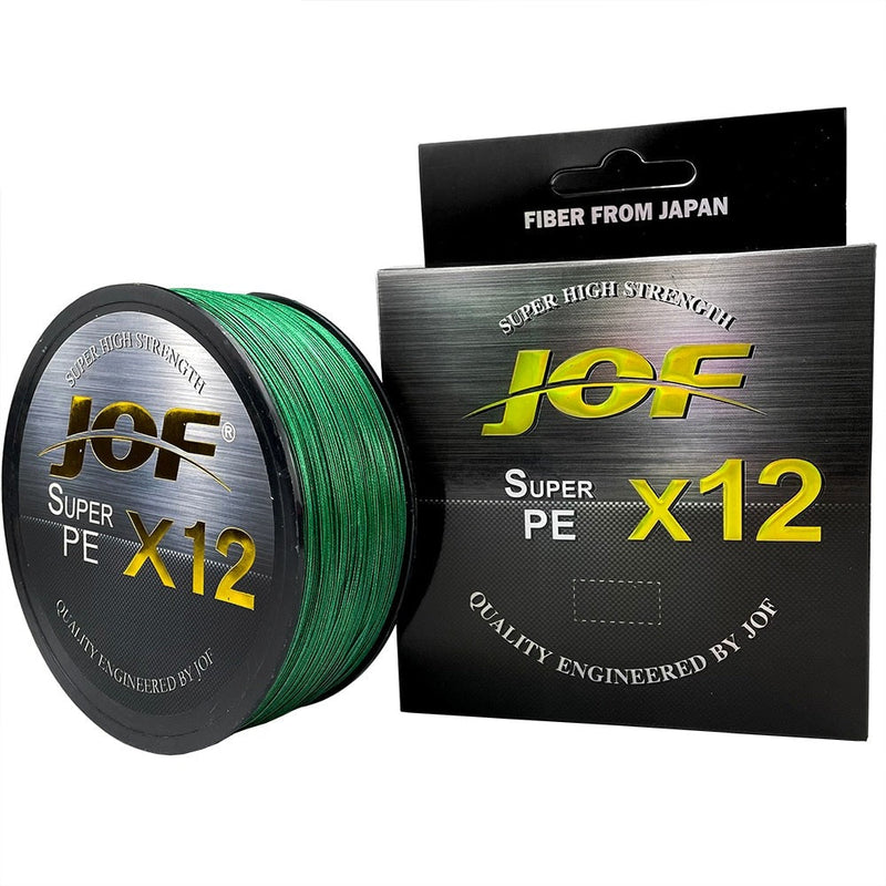 Linha de Pesca JOF Multifilamento X12 Fios Trançados 100/300/500mt