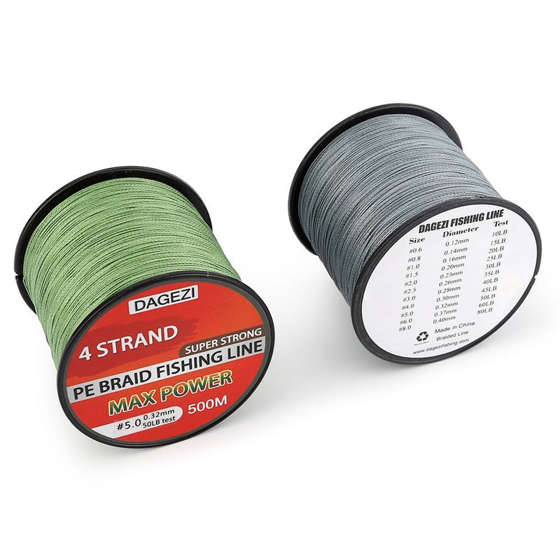 Linha de Pesca Dagezi Multifilamento X4 Fios Trançados 500m