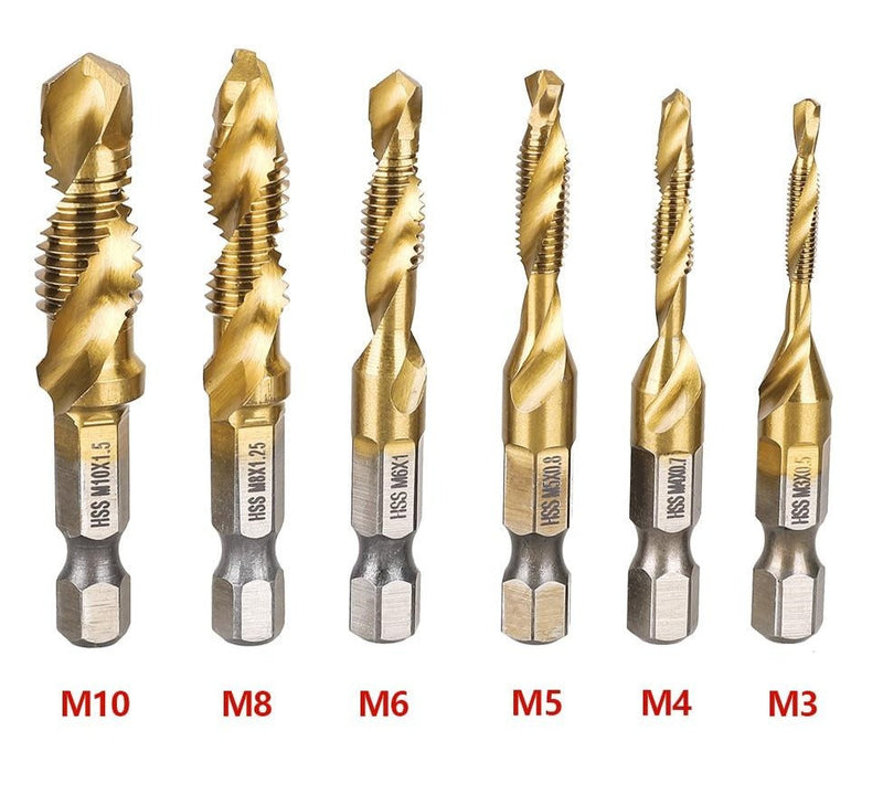 Kit 12 Brocas de Aço Titanium 2 em 1 - Fura e cria Rosca