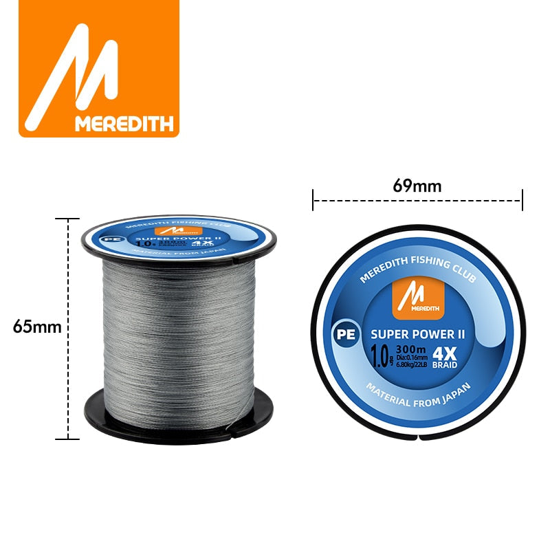 Linha de Pesca Multifilamento Meredith X4 Fios Trançados 300m