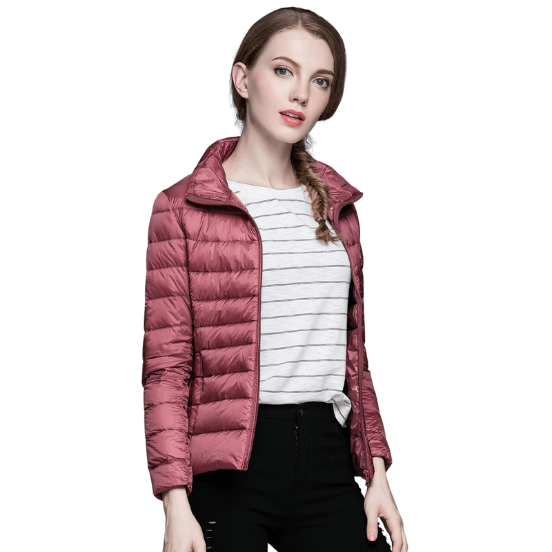 Jaqueta Puffer Feminina Impermeável Ultraleve Dobrável