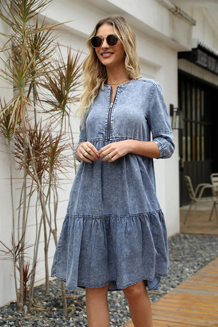 Vestido Jeans Midi Soltinho