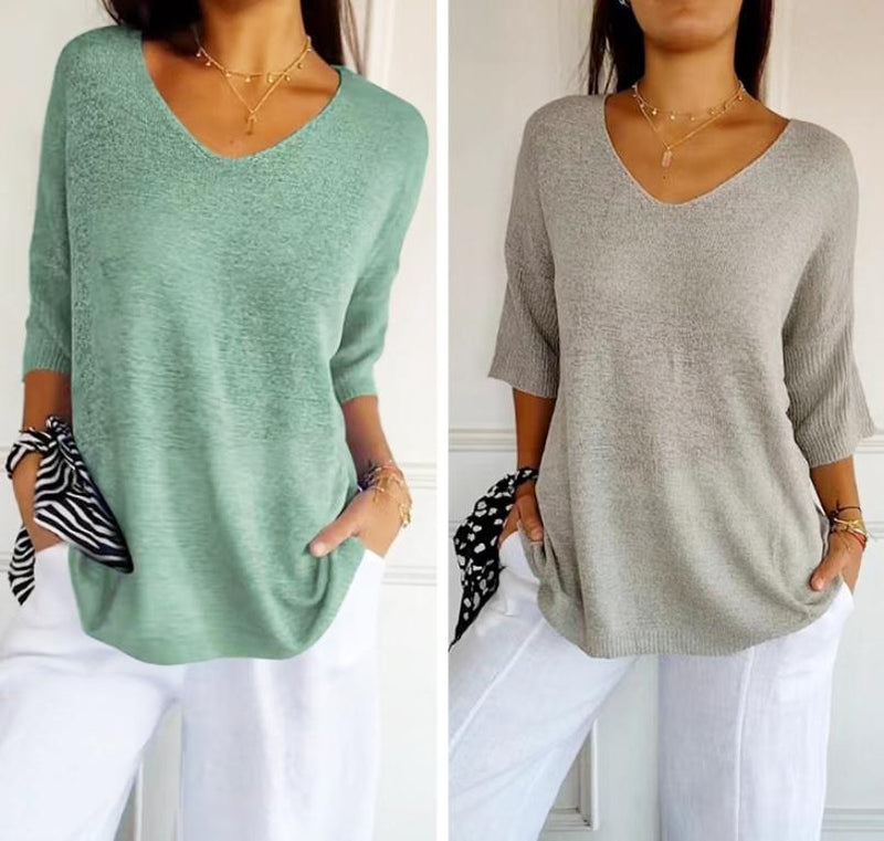 Blusinha Monaco Malha Confortável Decote em V | COMPRE 3 LEVE 6!