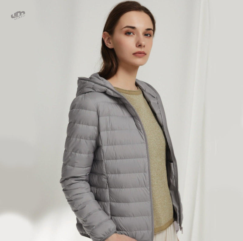 Jaqueta ultramax Essentials feminina puffer dobrável com capuz