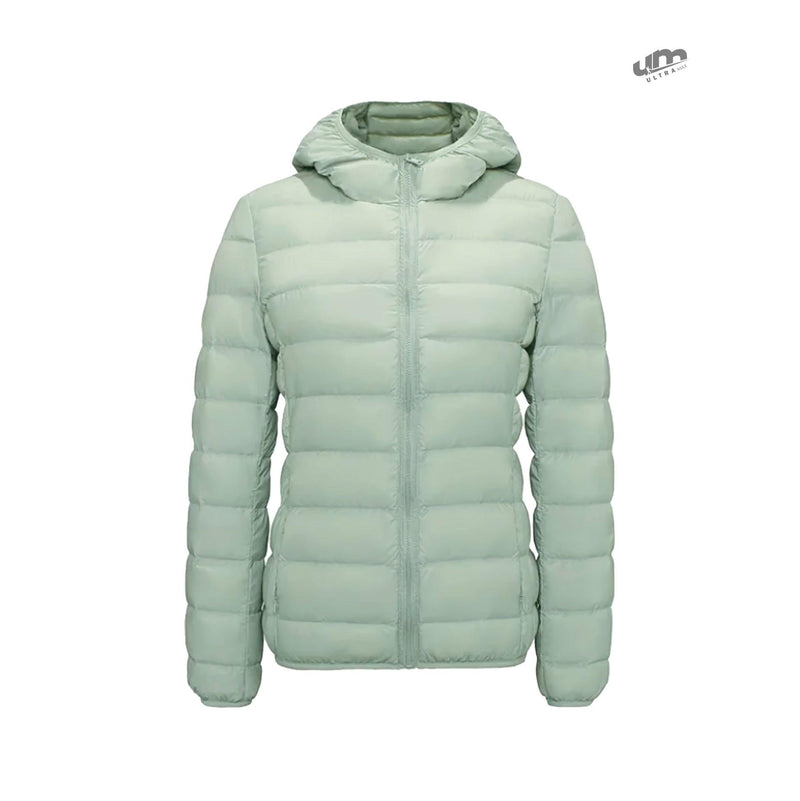 Jaqueta ultramax Essentials feminina puffer dobrável com capuz