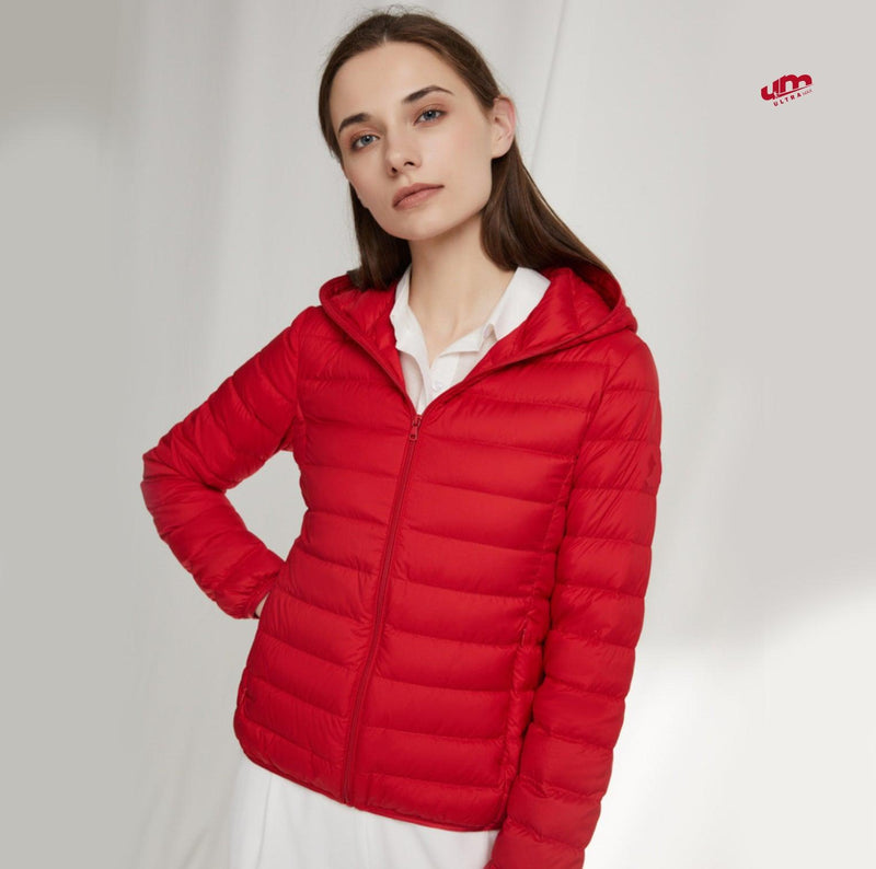 Jaqueta ultramax Essentials feminina puffer dobrável com capuz