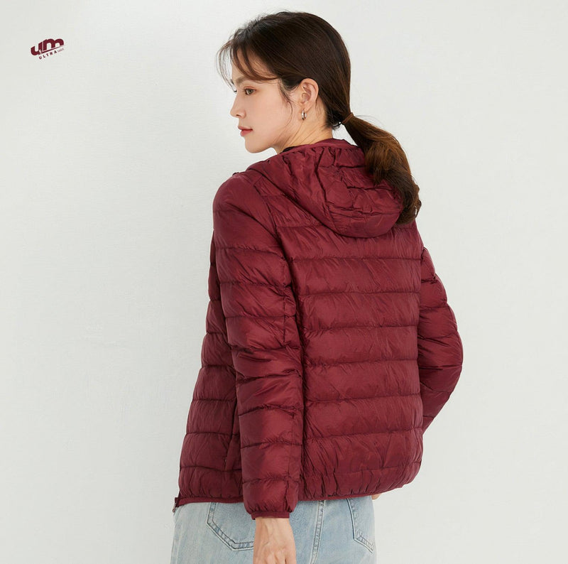 Jaqueta ultramax Essentials feminina puffer dobrável com capuz