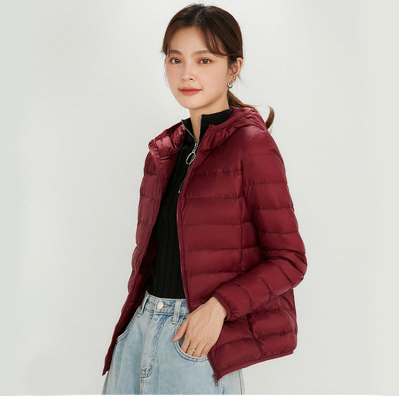 Jaqueta ultramax Essentials feminina puffer dobrável com capuz