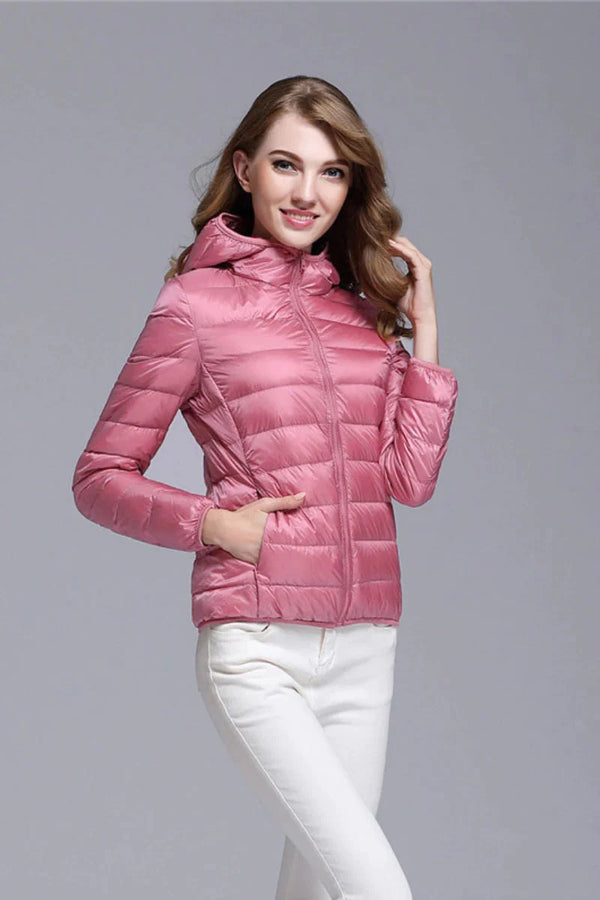 Jaqueta Puffer Feminina Básica com Capuz