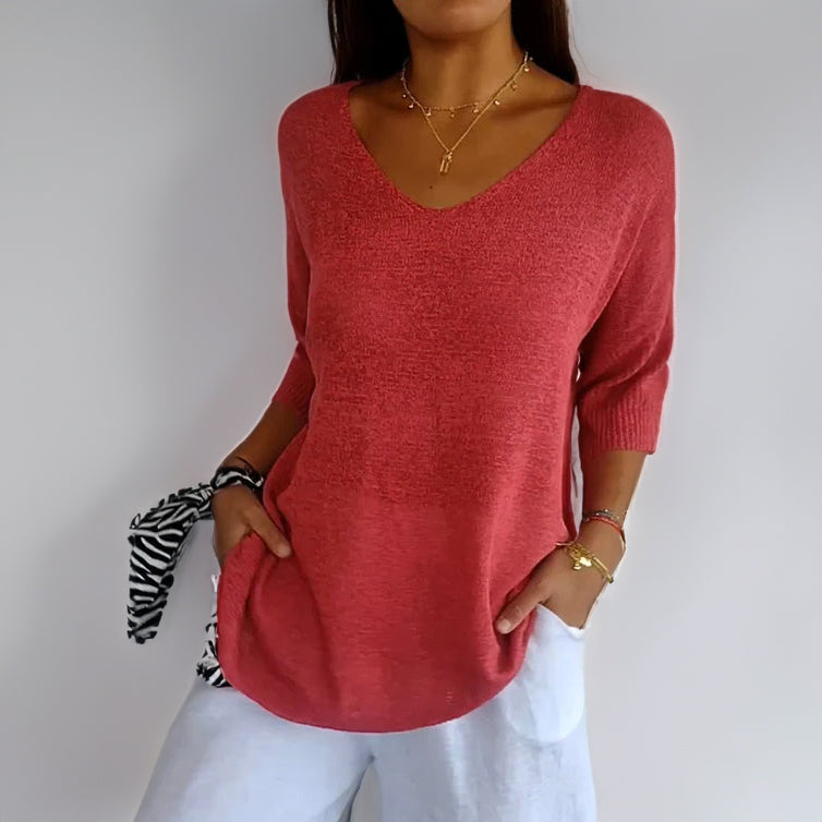 Blusinha Monaco Malha Confortável Decote em V | COMPRE 3 LEVE 6!