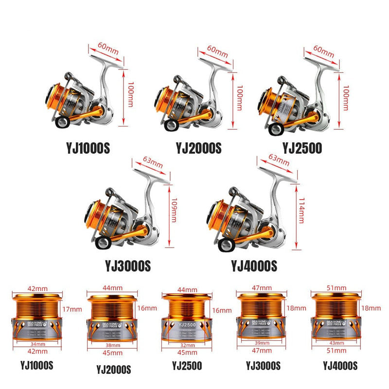 Molinete BEARKING YJ 1000-4000 Recolhimento 6.2:1