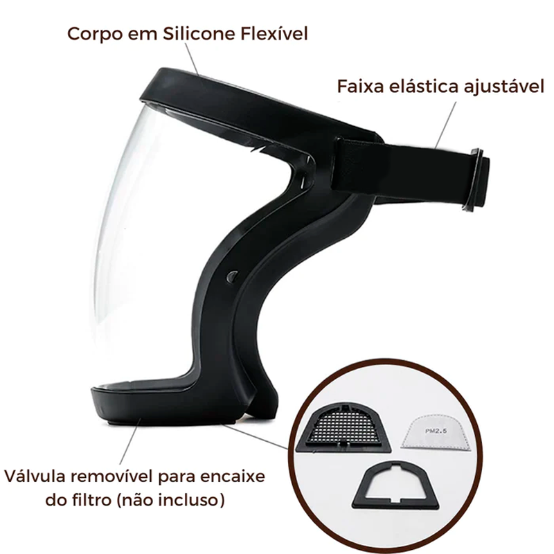 Máscara Protetora Facial de Acrílico Reforçado - PROTECTMASK | Compre 1, Leve 2